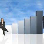 business team with column chart
